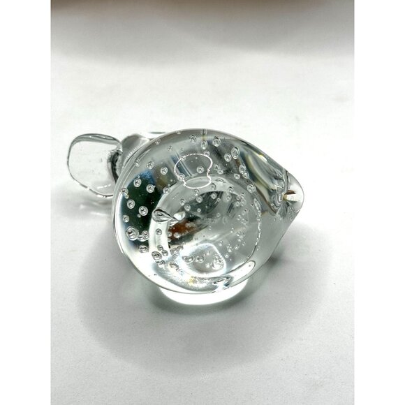 Handcrafted Clear Glass Duck Figurine With Bubble Design - Picture 6 of 6